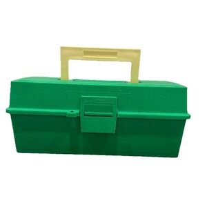 Tackle Box Old Pal Woodstream Green Plastic Clean Ruler VTG  Fishing Fish